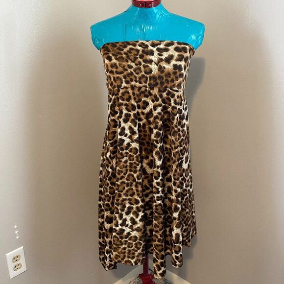 Sunny Leigh Boho Leopard Print Strapples Mini Dress Size XS - Picture 1 of 8